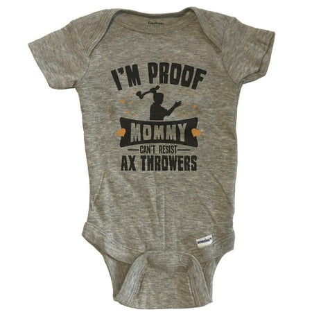 Funny Ax Throwing Baby Bodysuit - I m Proof Mommy Can t Resist Ax Throwers Baby Bodysuit - Grey
Funny Ax Throwing Baby Bodysuit - I m Proof Mommy Can t Resist Ax Throwers Baby Bodysuit - Grey