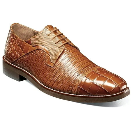 Men s Stacy Adams Esposito Cap Toe Oxford Shoes Animal Print Tan 25538-240