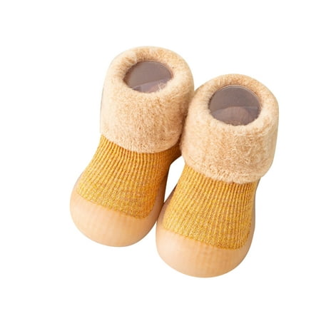 

JHLZHS Baby Socks Shoes Non-Slip Boys Girls Socks Shoes Toddler WarmThe Floor Socks Non Slip Prewalker Shoes Yellow