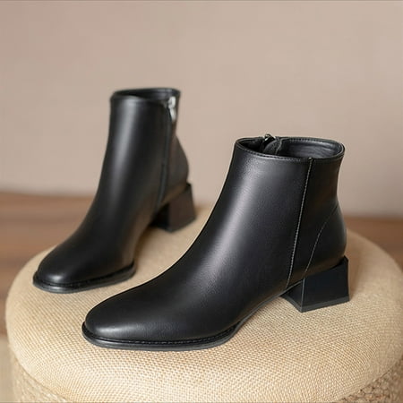 Christmas Fashion Women Artificial Leather Solid Color Autumn Thick Sole Square Heels Zipper Short Booties Round Toe Shoes
Christmas Fashion Women Artificial Leather Solid Color Autumn Thick Sole Square Heels Zipper Short Booties Round Toe Shoes