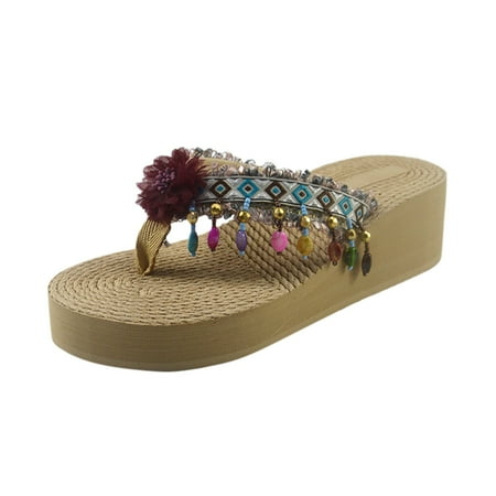Fashion Women Beach Breathable Sandals Home Slipper Flip-Flops Wedges Shoes Cloth Flip Flops Wine
Fashion Women Beach Breathable Sandals Home Slipper Flip-Flops Wedges Shoes Cloth Flip Flops Wine