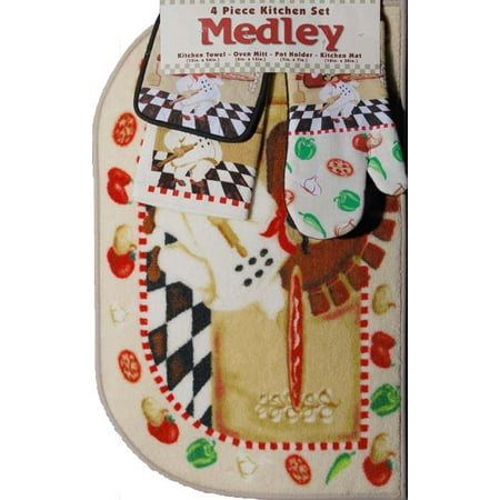 PowerSellerUSA Kitchen Accessories Set with Comfort Rug Hand-Towel Oven Mitts & Pot Holder Pizza Pie Multi-Color Chef Mat 4 Piece Kitchen Rug Set
PowerSellerUSA Kitchen Accessories Set with Comfort Rug Hand-Towel Oven Mitts & Pot Holder Pizza Pie Multi-Color Chef Mat 4 Piece Kitchen Rug Set