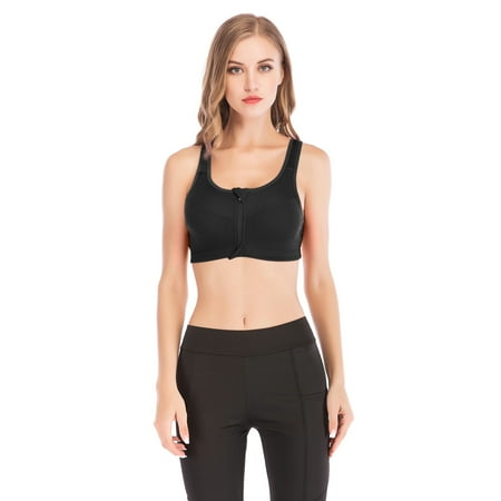 Zip Front Sports Bra High Impact Padded Running Yoga Bra with Removable Cups Black XL
Zip Front Sports Bra High Impact Padded Running Yoga Bra with Removable Cups Black XL