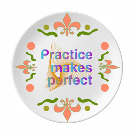 Practice Achieve Success Motto Flower Ceramics Plate Tableware Dinner Dish