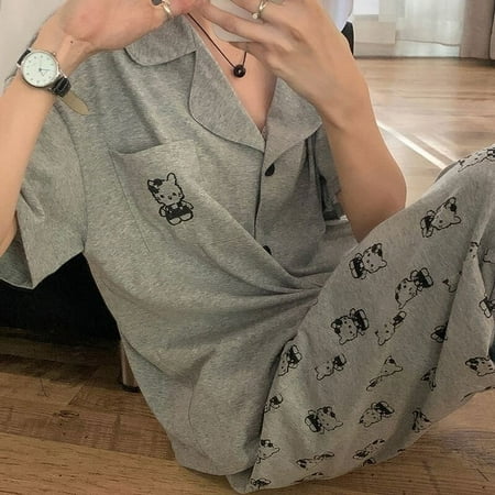 Sanrio Hello Kitty Fashion 2 Piece Set Women Cartoon Cardigan Tshirt Trousers Soft Pajamas Suit Y2k Female Korean Cute Top Pants
Sanrio Hello Kitty Fashion 2 Piece Set Women Cartoon Cardigan Tshirt Trousers Soft Pajamas Suit Y2k Female Korean Cute Top Pants