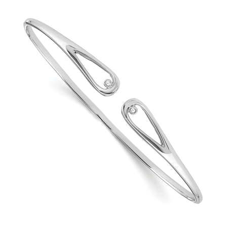 Sterling Silver 7in White Ice .02ct. Diamond Bangle Bracelet. Ct Weight- 0.02ct