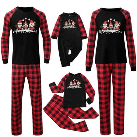 

B91xZ Christmas Pajamas For Family Family Christmas Pajamas Matching Sets Cute Printed Top + Plaid Pants Sleepwear Holiday PJs for Women/Men/Kids/Couples c-Black 18-24 Months