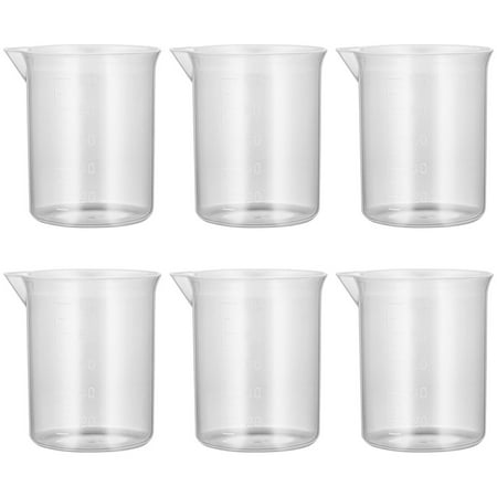 NUOLUX 6pcs 100ml PP Plastic Graduation Beakers Measuring Cups Liquid Container