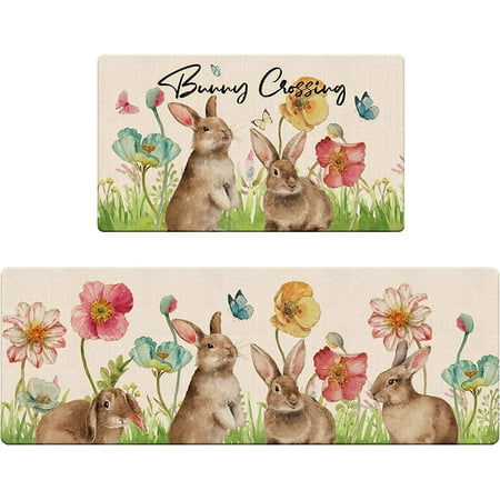 aoselan Spring Easter Bunny Crossing Decorative Kitchen Rugs Set of 2 Rabbit Anti-Fatigue Kitchen Mat Poppy Dahlia Flowers Non-Slip Floor Mat Home Kitchen Decorations - 17x30+17x47 Inch
aoselan Spring Easter Bunny Crossing Decorative Kitchen Rugs Set of 2 Rabbit Anti-Fatigue Kitchen Mat Poppy Dahlia Flowers Non-Slip Floor Mat Home Kitchen Decorations - 17x30+17x47 Inch