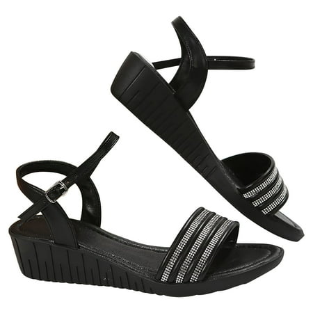 Kukoosong Comfy Women Sandals Women Fashion Slope Wedge Heel Sandals Comfortable Round Toe Buckle Causal Sandals Shoes Wedge Sandals Black 42
Kukoosong Comfy Women Sandals Women Fashion Slope Wedge Heel Sandals Comfortable Round Toe Buckle Causal Sandals Shoes Wedge Sandals Black 42
