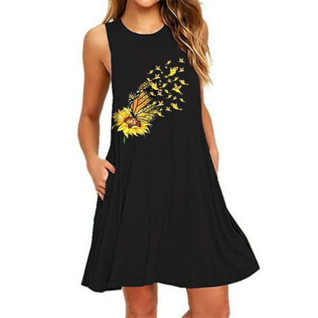 Fashion Womens O-Neck Pocket Printing Sleeveless Casual Nightdress Dresses Please buy one or two sizes up 
Fashion Womens O-Neck Pocket Printing Sleeveless Casual Nightdress Dresses Please buy one or two sizes up