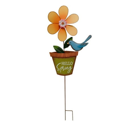 HLONK Outdoor Garden Courtyard Iron Art Sunflower Rotary Windmill