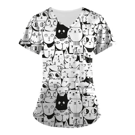 UDAXB Womens Nursing Scrub Tops Valentine s Day Love Heart Printed Working Uniform Short Sleeve V-Neck Workwear Blouse T-shirt with Pockets
UDAXB Womens Nursing Scrub Tops Valentine s Day Love Heart Printed Working Uniform Short Sleeve V-Neck Workwear Blouse T-shirt with Pockets