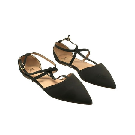 Brinley Co Womens Keiko Closed Toe Ankle Strap Slide Flats