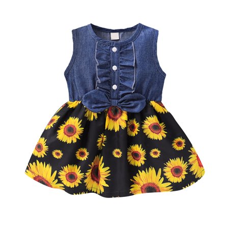 2T Baby Girls Dress 3T Girls Sleeveless Dress Sunflower Print Toddler Girls Summer Denim Dress Blue Dress
2T Baby Girls Dress 3T Girls Sleeveless Dress Sunflower Print Toddler Girls Summer Denim Dress Blue Dress