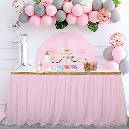 Pink Tulle Table Skirt Tutu Table Skirts with Gold Trim for Rectangle Tables Baby Shower Girl Unicorn Party Wedding Princess Birthday 6ft
Pink Tulle Table Skirt Tutu Table Skirts with Gold Trim for Rectangle Tables Baby Shower Girl Unicorn Party Wedding Princess Birthday 6ft
