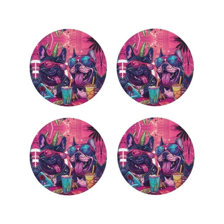 Leather Coasters Set of 4 - French Bulldog Cool No.106 Lightweight Non-Slip Drink Coasters for Desk Anti-Scalding Desk Cup Coasters for Office Table Decor Round Shape
Leather Coasters Set of 4 - French Bulldog Cool No.106 Lightweight Non-Slip Drink Coasters for Desk Anti-Scalding Desk Cup Coasters for Office Table Decor Round Shape