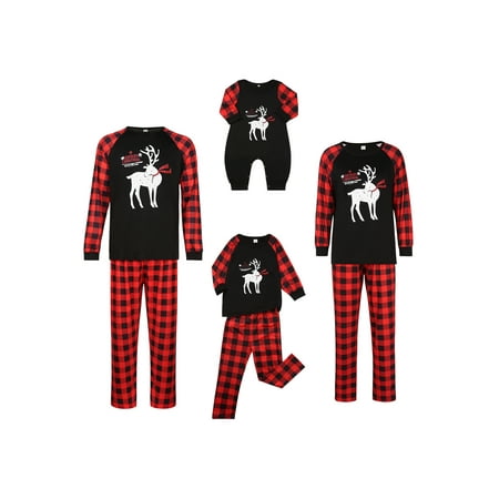 Parent-Children Christmas Pajamas Stitching Long-Sleeves Tops with Plaid Pants Suit
Parent-Children Christmas Pajamas Stitching Long-Sleeves Tops with Plaid Pants Suit