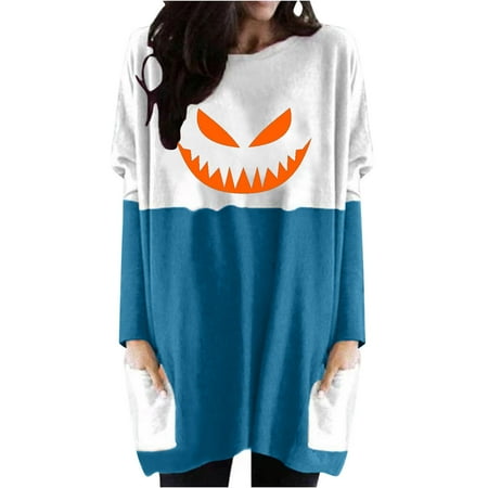Tawop Scrub Tops Casual Long Sleeve Round Neck Pocket Loose Halloween Printed Women Blouses Tshirts Shirts For Women
Tawop Scrub Tops Casual Long Sleeve Round Neck Pocket Loose Halloween Printed Women Blouses Tshirts Shirts For Women