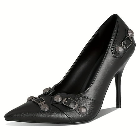 NAYUKA Elegant Solid Color Pumps Shallow Mouth Slip On Dress High Heels Metallic Buckle Decor Point Toe Shoes
NAYUKA Elegant Solid Color Pumps Shallow Mouth Slip On Dress High Heels Metallic Buckle Decor Point Toe Shoes