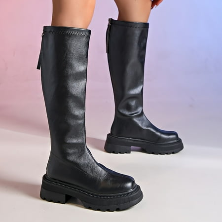 Women‘s Solid Color Trendy Boots Back Zipper Soft Sole Platform Casual Stretch Boots Versatile Round Toe Slim Boots
Women‘s Solid Color Trendy Boots Back Zipper Soft Sole Platform Casual Stretch Boots Versatile Round Toe Slim Boots