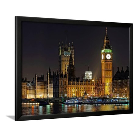 Westminster Palace and Big Ben at Night, London, December 2013 Framed Print Wall Art By Fred49
