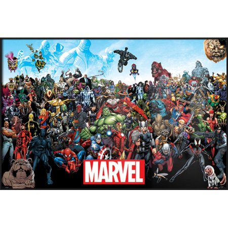 Marvel Comics Universe - Framed Comic Poster / Print (All Marvel Characters) (Size: 36" x 24")