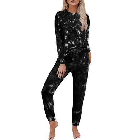 Wrcnote Ladies Tie Dye Tops And Pants Loungewear Casual Sleeping Drawstring Sleepwear Crew Neck Pajamas Sets Black L
Wrcnote Ladies Tie Dye Tops And Pants Loungewear Casual Sleeping Drawstring Sleepwear Crew Neck Pajamas Sets Black L