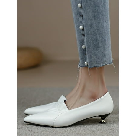 Minimalist Point Toe Kitten Heeled Court Pumps Women‘s Footwear