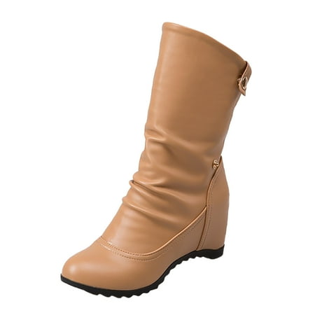 QYZEU Women S Business Casual Shoes Dunes Wedge Boots for Women Women S foreign Trade Soild Color Leather High Slope Heel Short Boots
QYZEU Women S Business Casual Shoes Dunes Wedge Boots for Women Women S foreign Trade Soild Color Leather High Slope Heel Short Boots