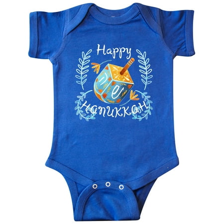 Inktastic Happy Hanukkah Dreidel and Laurels Gift Baby Boy or Baby Girl Bodysuit