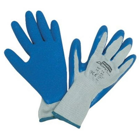 North Safety Durotask Gray Glove Cot-Poly Blue Rubber Palm