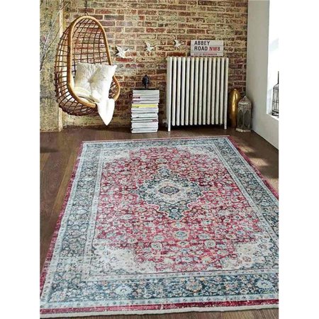 5 ft. x 7 ft. 10 in. Machine Woven Polyester Turkish Oriental Rectangle Area Rug, Red