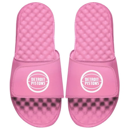 Women s ISlide Pink Detroit Pistons Primary Logo Slide Sandals