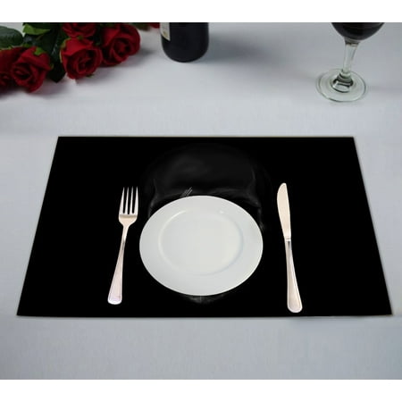 GCKG Cool And Horror Design Dark Skul Table Placemat 12x18 Inch Set of 2
