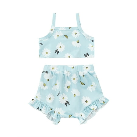 Suanret 2Pcs Infant Baby Girls Clothes Sets Daisy Print Square Neck Sleeveless Short Tops+ Ruffle Shorts Outfits Blue 18-24 Months
Suanret 2Pcs Infant Baby Girls Clothes Sets Daisy Print Square Neck Sleeveless Short Tops+ Ruffle Shorts Outfits Blue 18-24 Months