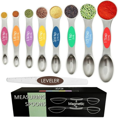 Howarmer Multicolor Stainless Steel Magnetic Measuring Spoons Set 9 Piece Dual Sided Stackable Teaspoon for Spice Jars or Liquid
Howarmer Multicolor Stainless Steel Magnetic Measuring Spoons Set 9 Piece Dual Sided Stackable Teaspoon for Spice Jars or Liquid