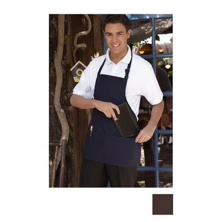 Ajustable Bib Apron 3 Section Pocket in Brown