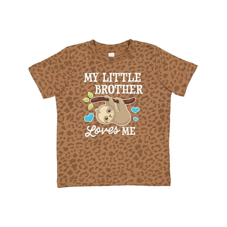 Inktastic My Little Brother Loves Me with Sloth and Hearts Gift Toddler Boy or Toddler Girl T-Shirt