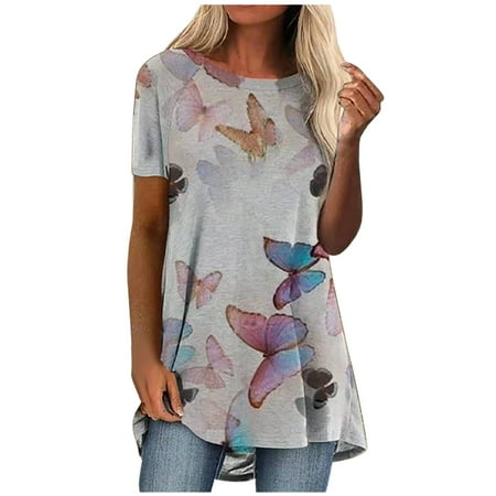 Bustier Tops for Women Women S Butterfly Printed Tees Shirts Short Sleeve Tops Crew Neck Hide Belly Loose T-Shirts
Bustier Tops for Women Women S Butterfly Printed Tees Shirts Short Sleeve Tops Crew Neck Hide Belly Loose T-Shirts