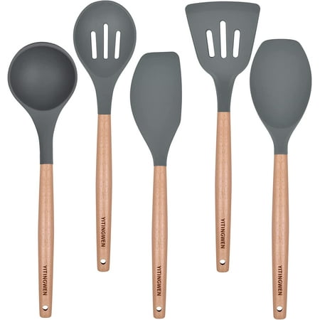 Silicone Cooking Utensils Set 5 Pcs Kitchen Utensils Cooking Utensils Set Nonstick Heat Resistant Cooking Spoons with Natural Wooden Handle BPA Free. (Gray)
Silicone Cooking Utensils Set 5 Pcs Kitchen Utensils Cooking Utensils Set Nonstick Heat Resistant Cooking Spoons with Natural Wooden Handle BPA Free. (Gray)