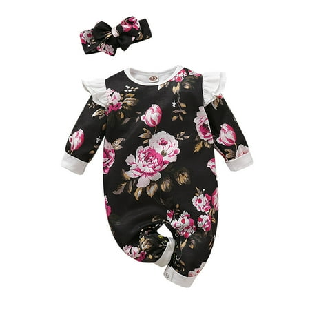 OLLUISNEO Infant Baby Girls Romper Winter Romper Flower Pattern Round Neck Long Sleeve Jumpsuit With Headband 12-18 Months Black
OLLUISNEO Infant Baby Girls Romper Winter Romper Flower Pattern Round Neck Long Sleeve Jumpsuit With Headband 12-18 Months Black