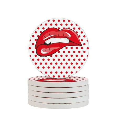 Circular Drink Coasters Set Red Lip Printed Beautiful Home Decor Diatomite Heat-Resistant Diatomite Protect Table Countertop
Circular Drink Coasters Set Red Lip Printed Beautiful Home Decor Diatomite Heat-Resistant Diatomite Protect Table Countertop