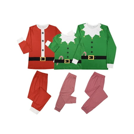 

Inevnen Family Matching Christmas Santa Pajamas Set Top and Long Pants Sleepwear Homewear PJ Sets
