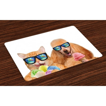 Animal Placemats Set of 4 Cat Dog Pet with Sunglasses Eating Ice Cream Retro Cool Vintage Pop Artwork Image Washable Fabric Place Mats for Dining Room Kitchen Table Decor Multicolor by Ambesonne
Animal Placemats Set of 4 Cat Dog Pet with Sunglasses Eating Ice Cream Retro Cool Vintage Pop Artwork Image Washable Fabric Place Mats for Dining Room Kitchen Table Decor Multicolor by Ambesonne