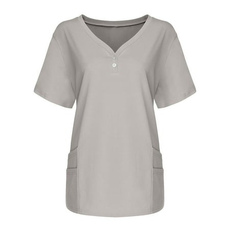 JGGSPWM Women s Scrub Tops V Neck Short Sleeve Tees with 4 Pockets Blouse Professional Medical Workwear T-shirts Working Uniform Solid Butto Up Gray XL
JGGSPWM Women s Scrub Tops V Neck Short Sleeve Tees with 4 Pockets Blouse Professional Medical Workwear T-shirts Working Uniform Solid Butto Up Gray XL