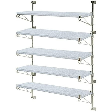 21 Deep x 54 Wide x 63 High Adjustable 5 Tier Solid Galvanized Wall Mount Shelving Kit
21 Deep x 54 Wide x 63 High Adjustable 5 Tier Solid Galvanized Wall Mount Shelving Kit