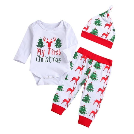 Utoimkio Little Girl Jumpsuit Clearance Infant Baby Letter Print Jumpsuit Romper+Christmas Tree Print Pants+Hat Outfit
Utoimkio Little Girl Jumpsuit Clearance Infant Baby Letter Print Jumpsuit Romper+Christmas Tree Print Pants+Hat Outfit
