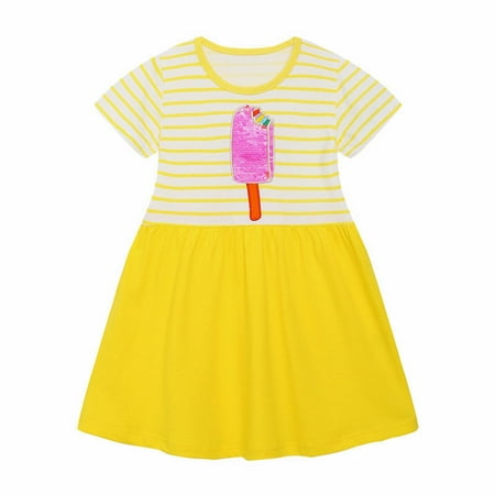 Girl Summer Cartoon Printed Striped T-Shirt Skirt A-Line Crew Neck Short Sleeve Casual Dresses 2-7 Years Baby Sundress Streetwear
Girl Summer Cartoon Printed Striped T-Shirt Skirt A-Line Crew Neck Short Sleeve Casual Dresses 2-7 Years Baby Sundress Streetwear