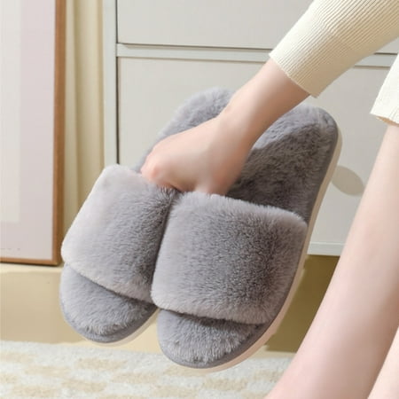 

Weloille Winter New Long Velvet Ladies Slippers Home Cotton Slippers Thick Bottom Warm Indoor Slippers Soft Bottom Thickening And Lengthening Velvet Cotton Slippers